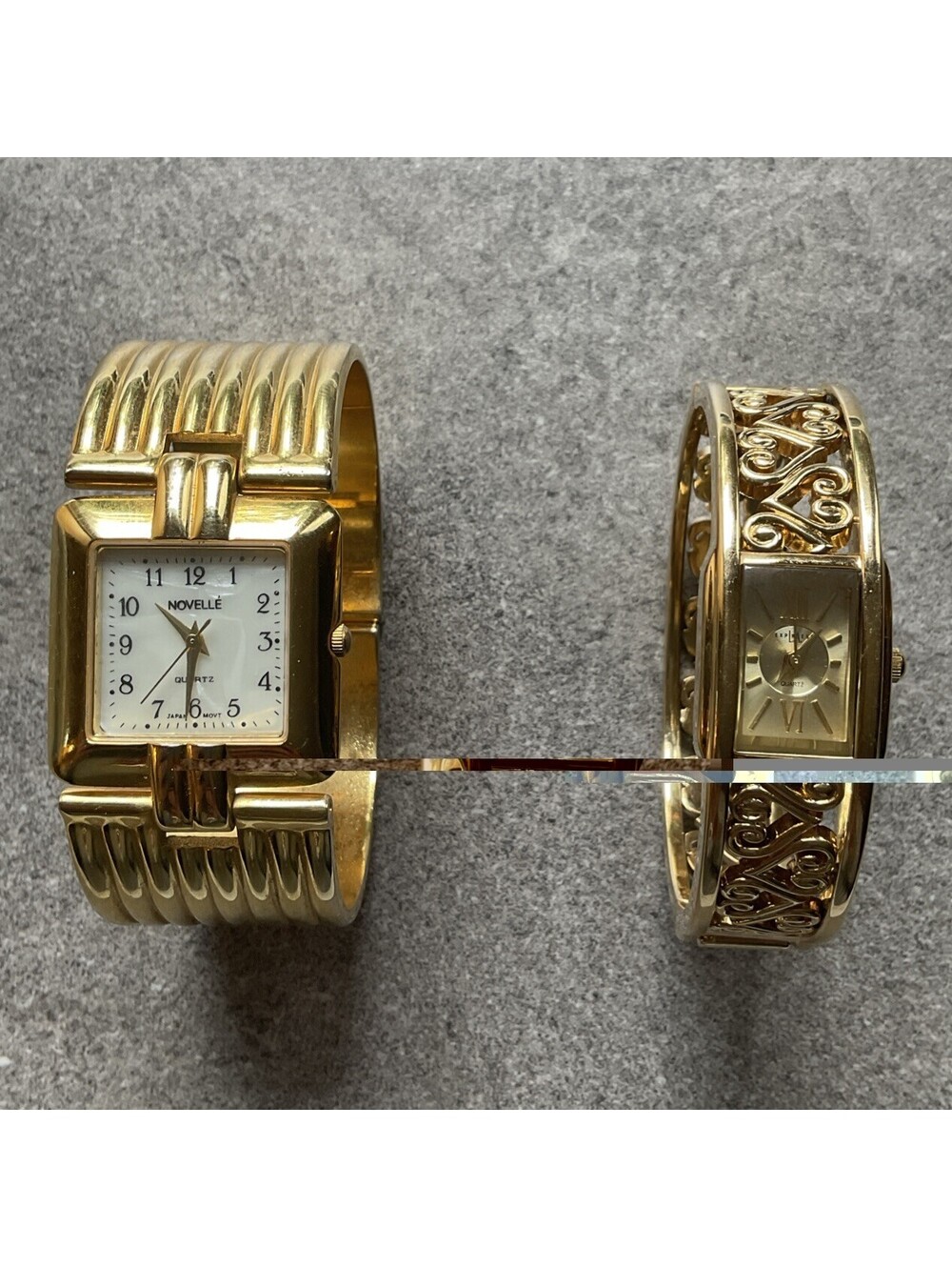 Beautiful Pair Of Vntg Novelle & LA Womens Bracelet Watches Both Run Great BX